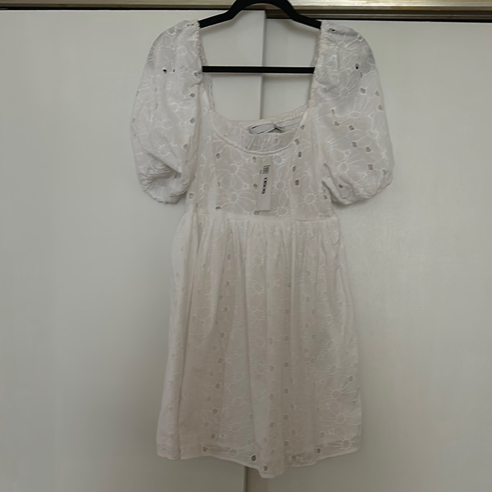 ASOS White Puff Sleeve Mini Sundress
